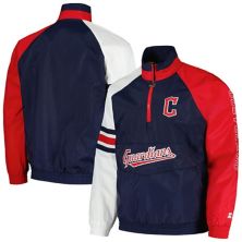 Мужская базовая куртка темно-синего/красного цвета с молнией до половины длины реглан Cleveland Guardians Elite Starter