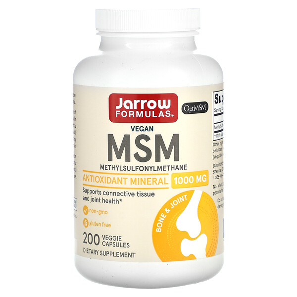 МСМ, 1000 мг, 200 растительных капсул Jarrow Formulas