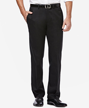 Мужские брюки прямого кроя без железа цвета хаки из эластичного стрейч на плоской подошве премиум-класса HAGGAR