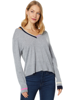 Wool Cashmere V-Neck Sweater w/ Cutout Monrow