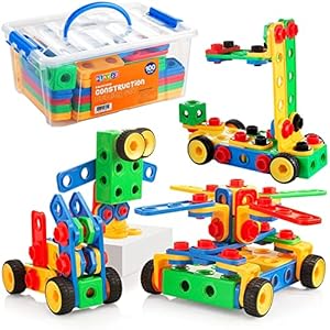 Play22 100Pc Building Blocks for Toddlers Stem Toys - Building Take Apart Toys for Boys and Girls Ages 3 4 5 6 7 8 9 10 - Educational Toys Set with Nice Storage Box Play22