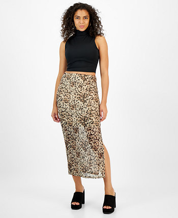 Women's Printed Midi Mesh Pull-On Skirt, Created for Macy’s Bar III