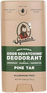 Dr. Squatch Natural Deodorant for Men – Odor-Squatching Men's Deodorant Aluminum Free - Pine Tar (2.65 oz) Dr. Squatch