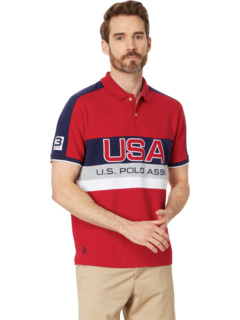 Модная рубашка поло с короткими рукавами и графическим блоком пике U.S. POLO ASSN.
