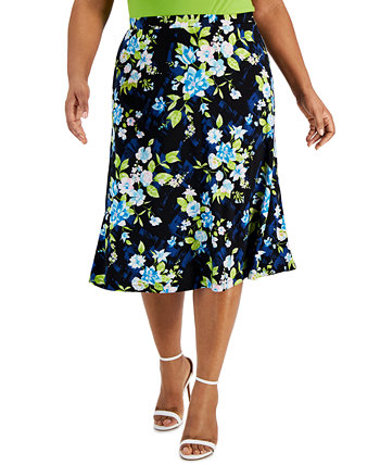 Расклешенная юбка-миди без застежек с цветочным принтом больших размеров Kasper