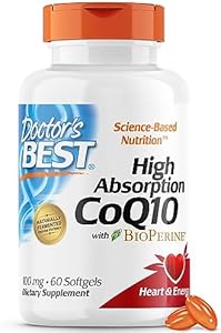 Doctor's Best High Absorption CoQ10 with BioPerine, Gluten Free Naturally Fermented, Heart Health & Energy Production, 100 mg, 60 SoFtgels Doctor's Best