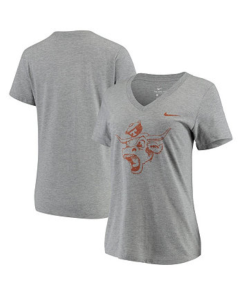 Женская футболка Texas Longhorns Vault Tri-Blend с v-образным вырезом в меланжевом цвете серого цвета Nike