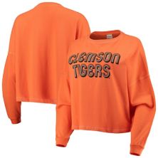 Женская винтажная футболка chicka-d Orange Clemson Tigers из джерси свободного кроя с длинным рукавом Unbranded