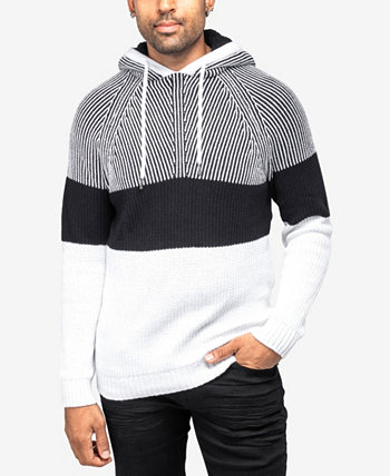 Мужской свитер с капюшоном и цветными блоками X-Ray