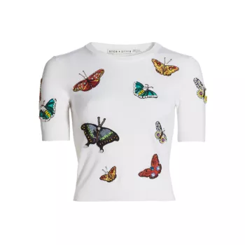 Ciara Wool Butterfly Sweater Alice + Olivia