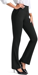 Rammus Womens High Waisted Dress Pants with Pockets Stretchy Business Casual Work Pants Bootcut Slacks for Office Rammus