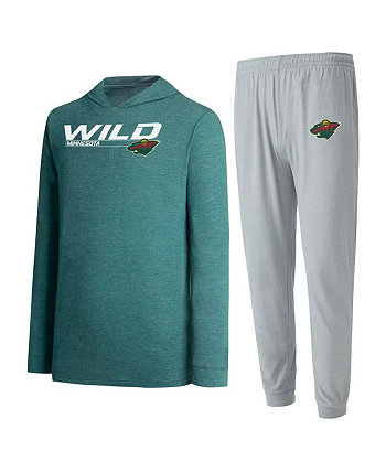 Мужской комплект из серо-зеленого пуловера Minnesota Wild Meter и брюк-джоггеров Concepts Sport