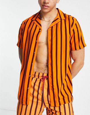 Пляжная рубашка в оранжевую полоску Hunky Trunks Hunky Trunks