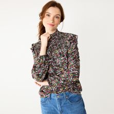 Женская мини-блуза DRAPER JAMES RSVP™ с цветочным принтом и оборками DRAPER JAMES RSVP