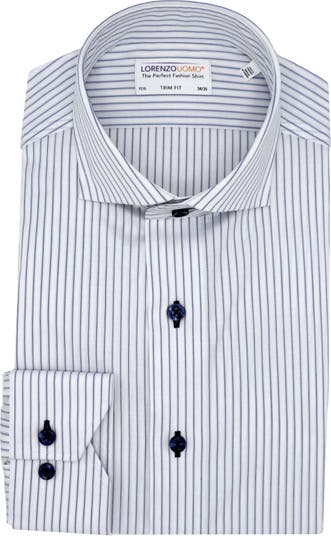 Классическая рубашка в тонкую полоску с отделкой в вертикальную полоску Lorenzo Uomo