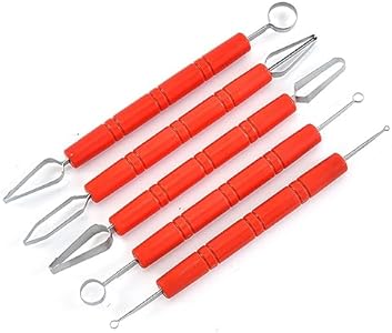 5 Pieces Fruit Carving Tool Fruit Sculpting Tool Stainless Steel Clay Sculpting Tool Pottery Sculpting Tool Clay Carving Tool Pottery Carving Tool Clay Molding Tool Pottery Molding Tool, Red lasenersm