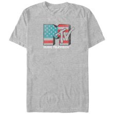 Big & Tall MTV USA Flag Print Bow Graphic Tee Licensed Character