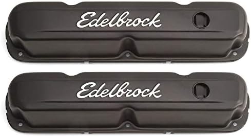 Edelbrock 4473 Signature Series Valve Cover Chrysler 318-360 Low Profile Chrome w/Black Finish Edelbrock