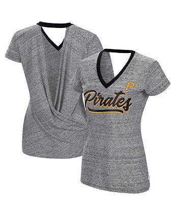 Женская футболка Pittsburgh Pirates Halftime с запахом на спине черного цвета с v-образным вырезом Touch