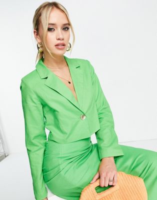 Эксклюзивный зеленый укороченный льняной пиджак Y.A.S Y.A.S