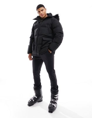 Черная водоотталкивающая куртка-пуховик ASOS 4505 со съемным капюшоном из искусственного меха ASOS 4505
