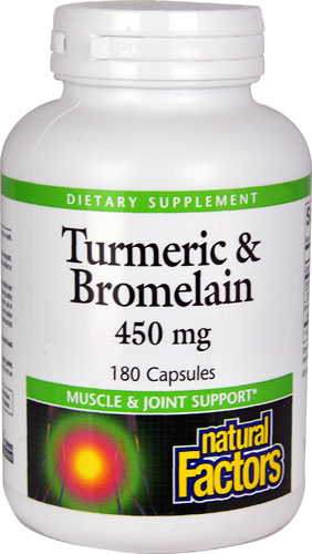 Куркума и Бромелаин - 450 мг - 180 капсул - Natural Factors Natural Factors