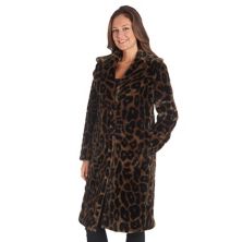 Женское длинное пальто из искусственного меха с животным принтом Fleet Street Fleet Street