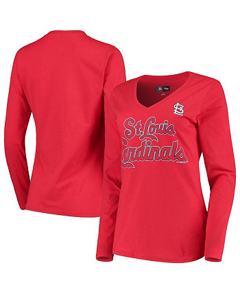 Women's Red St. Louis Cardinals Post Season Long Sleeve T-shirt G-III 4Her by Carl Banks