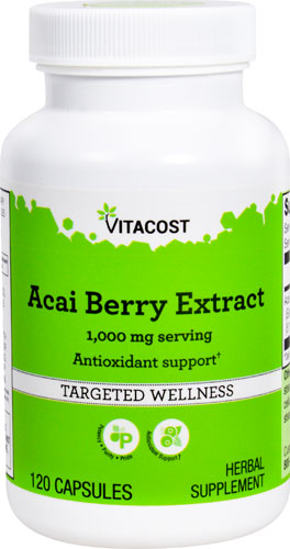 Экстракт ягод асаи Vitacost – 1000 мг на порцию – 120 капсул Vitacost