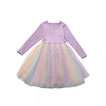 Little Girl's &amp; Girl's Daisy Knit Ombré Layered Dress Petite Hailey