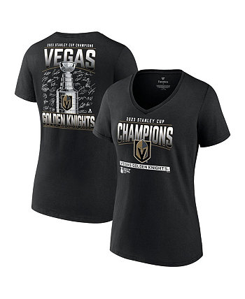 Черная женская футболка с v-образным вырезом и фирменным составом чемпионов Кубка Стэнли 2023 Vegas Golden Knights Fanatics