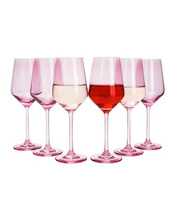 Colored Wine Glasses Hand Blown, 12 oz Set of 6 The Wine Savant