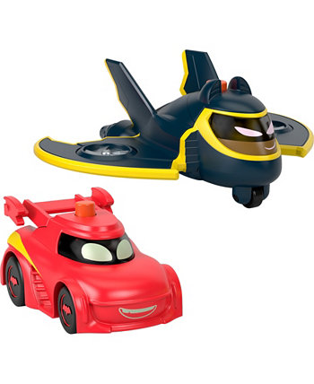 Игрушечные машинки DC с подсветкой Fisher-Price, Redbird и Batwing, набор игрушек для дошкольников из 2 предметов BatWheels