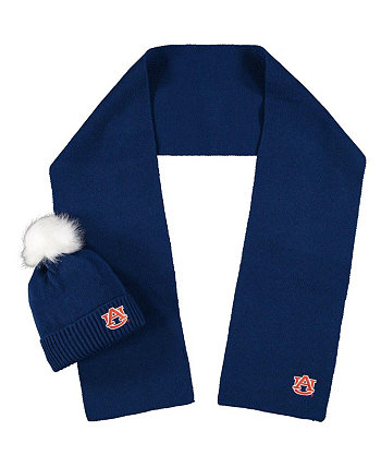 Женский комплект из шарфа и вязаной шапки с манжетами и помпонами Auburn Tigers ZooZatz