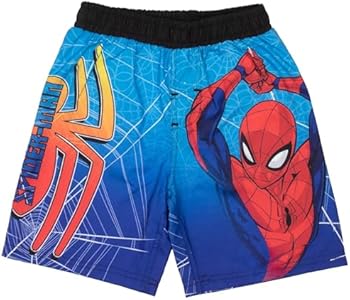 Marvel Spider-Man Peter Parker and Miles Morales Boys Swim Trunks - Spiderman Bathing Suit Swim Shorts Marvel