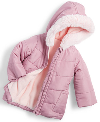 Baby Girls Hooded Parka with Faux-Fur Trim, Created for Macy's First Impressions
