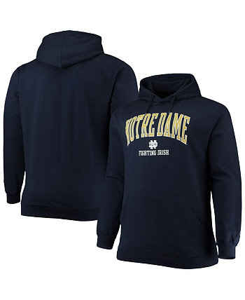 Мужской темно-синий пуловер с капюшоном Notre Dame Fighting Irish Big and Tall Arch Over Logo Powerblend Champion