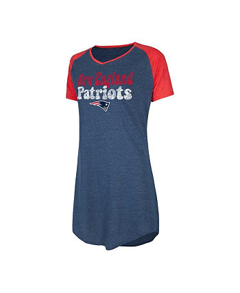 Женская темно-синяя красная ночная рубашка New England Patriots с v-образным вырезом и регланами Concepts Sport
