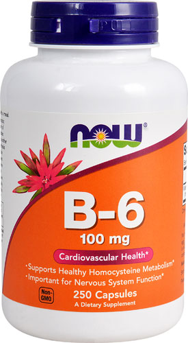 B-6 -- 100 mg - 250 Capsules (Капсулы) NOW Foods