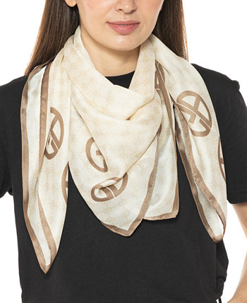 Женский квадратный шелковый шарф с фирменным логотипом Giani Bernini