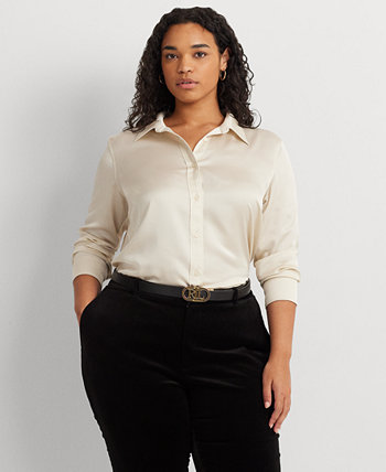 Атласная рубашка из шармеза больших размеров Ralph Lauren