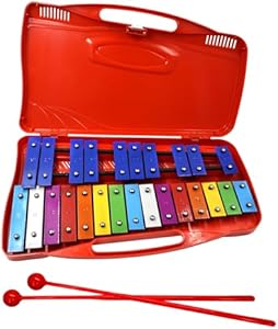 Soulmate Xylophone,25 Notes Glockenspiel Xylophone for kids Colorful Musical Toy Metal Keys,Professional Xylophone Instrument with case and Two Safe Mallets for Beginners, Music Teaching, Gifts(Black) Soulmate