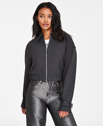 Women's Zip-Front Belted-Cuff Cropped Jacket HUGO BOSS