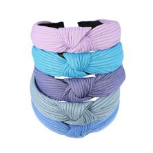 5 Pcs Wide Knotted Headband Wide Headbands For Women Girl Blue Purple 1.18&#34; Unique Bargains