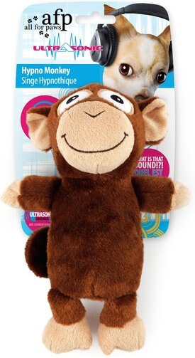 allforpaws Ultrasonic Hypno Monkey Plush Dog Toy, Brown Allforpaws