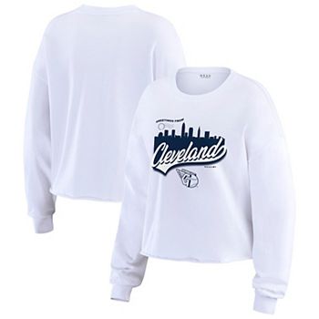 Women's WEAR by Erin Andrews White Cleveland Guardians Domestic Postcard Long Sleeve T-Shirt WEAR by Erin Andrews