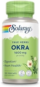 Solaray Okra Fruit 1600 mg - Healthy Digestion, Regularity and Heart Health Support Supplement - Soluble Fiber - Lab Verified, Vegan, 60-Day Guarantee - 25 Servings (Порции), 100 VegCaps Solaray