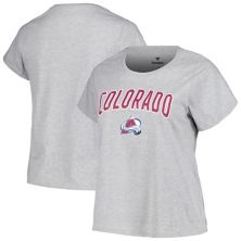 Women's Profile Heather Gray Colorado Avalanche Plus Size Arch Over Logo T-Shirt Profile