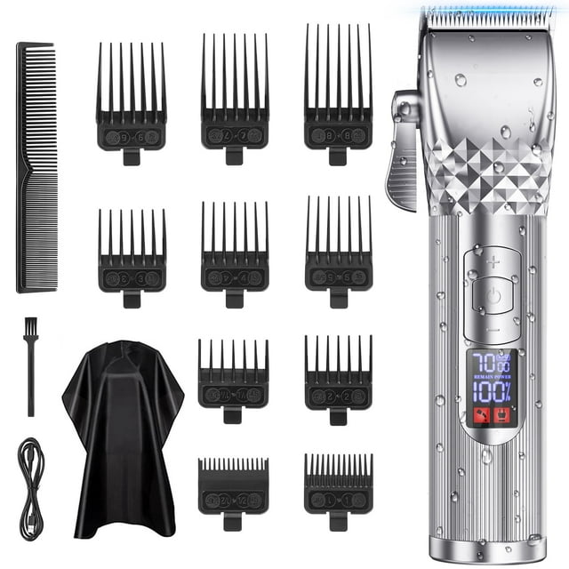 Hair Clippers, 7000 RPM Beard Trimmer for Men, Rechargeable Cordless Electric Razor Shaver, All in One Men's Grooming Kit with LED Display & 10 Guide Combs, Gifts for Husband Father Boyfriend Cshidworld