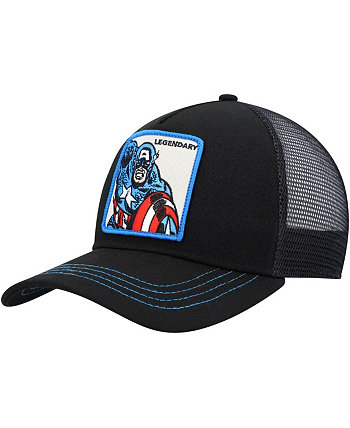 Men's Black Captain America Retro A-Frame Snapback Hat Lids